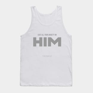 Bible Scripture 1 Peter 5:7 Quote Grey Tank Top